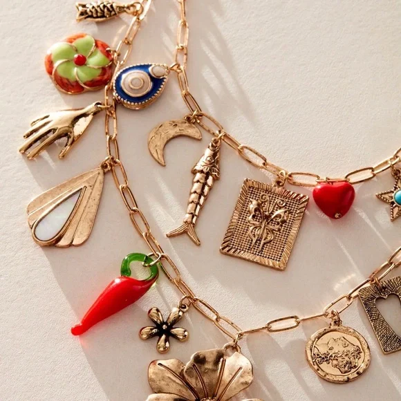 NWT Flower Power Gold Maxamillion Charm Necklace with Multicolor Accents - Picture 9 of 10